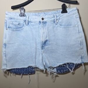 Old Navy Light Wash Distressed Women's Denim Shorts Raw Hem
